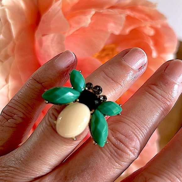Faceted Crystal & Stone Bee Ring - NEW - Picture 2 of 5